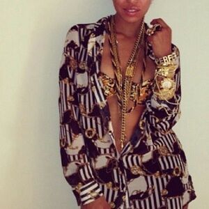 Forever XXI  Sheer Chain Link Blouse Size L